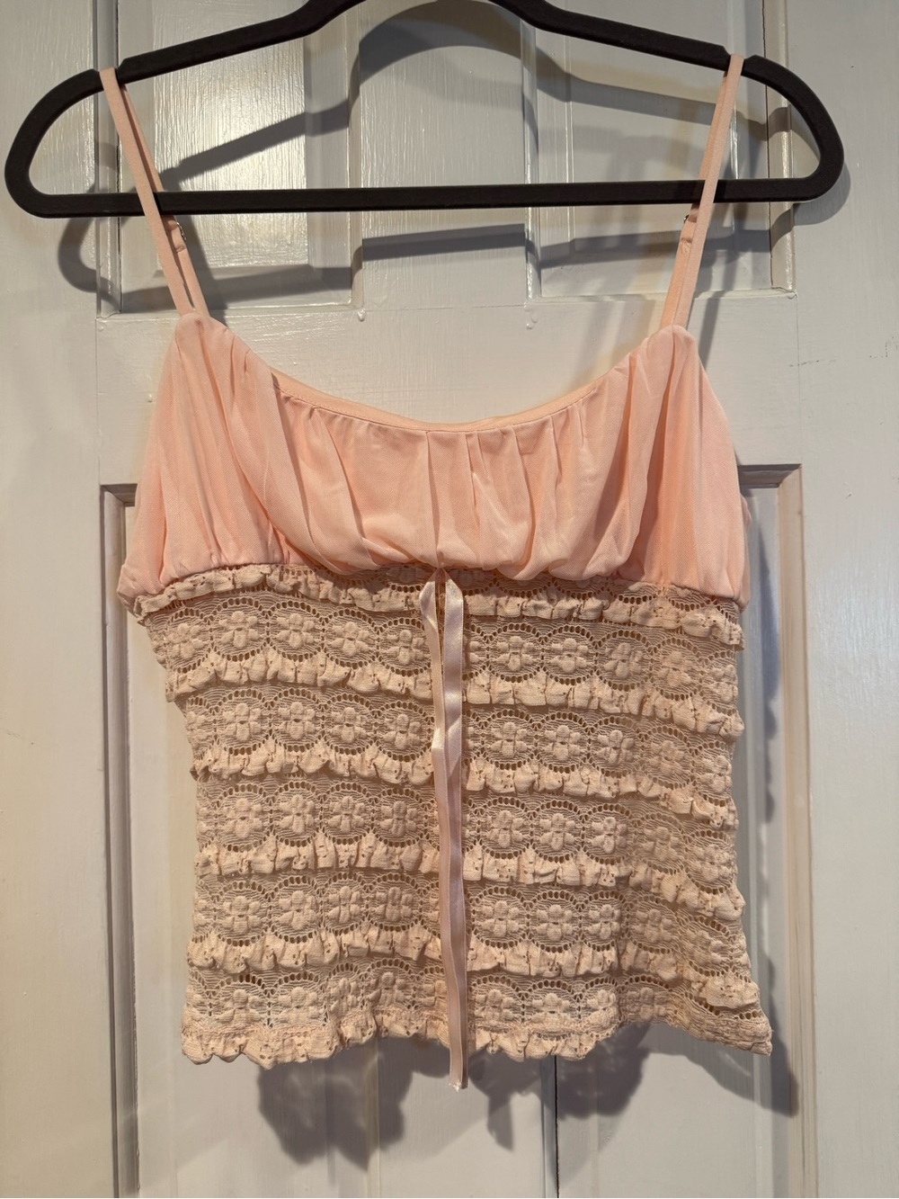 Windsor Blush Pink Crochet lace Cami stretch Tank Top